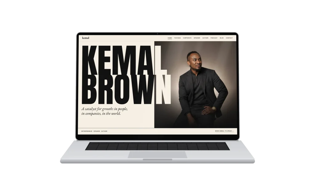 kemalbrown.com shown on a laptop
